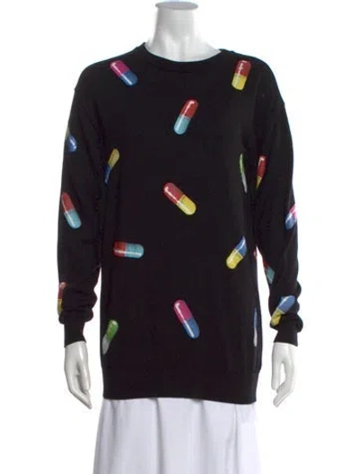 Pre-owned Moschino Virgin Wool Graphic Print Sweater In Black