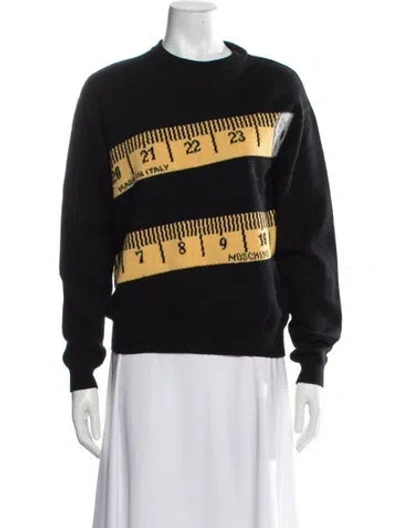 Pre-owned Moschino Virgin Wool Graphic Print Sweater In Black