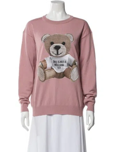 Pre-owned Moschino Virgin Wool Graphic Print Sweater In Multi