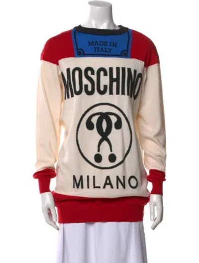 Pre-owned Moschino Virgin Wool Graphic Print Sweater In Neutral