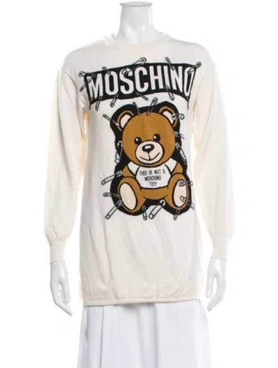 Pre-owned Moschino Virgin Wool Graphic Print Sweater In Neutral