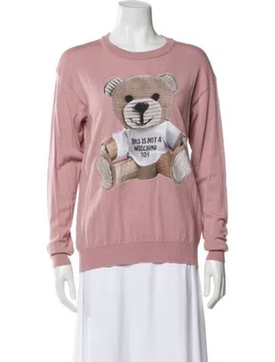 Pre-owned Moschino Virgin Wool Graphic Print Sweater In Pink