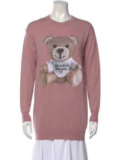 Pre-owned Moschino Virgin Wool Graphic Print Sweater In Pink