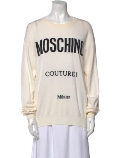 Pre-owned Moschino Virgin Wool Graphic Print Sweatshirt In Neutral