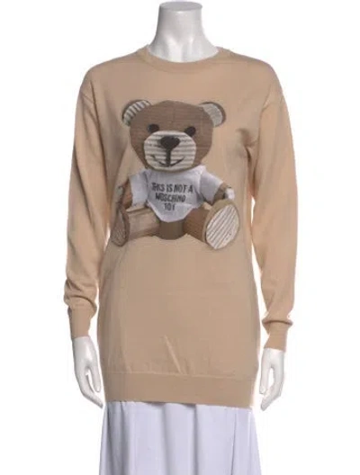 Pre-owned Moschino Virgin Wool Graphic Print Sweatshirt W/ Tags In Neutral