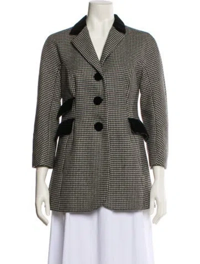 Pre-owned Moschino Virgin Wool Houndstooth Print Blazer In White