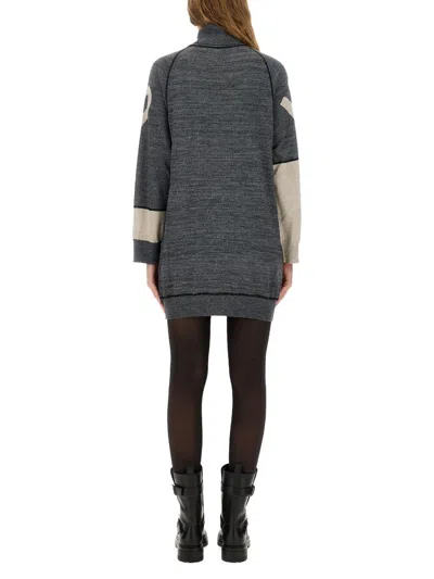 Moschino Virgin Wool Inlaid Dress In Gray