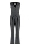 Moschino Virgin Wool Jumpsuit In Charcoal