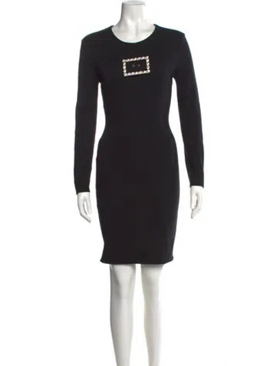 Pre-owned Moschino Virgin Wool Knee-length Dress In Black