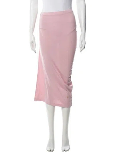 Pre-owned Moschino Virgin Wool Midi Length Skirt W/ Tags In Pink