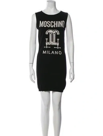 Pre-owned Moschino Virgin Wool Mini Dress In Black
