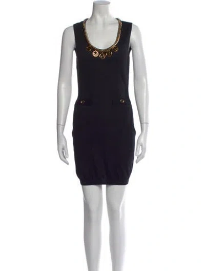 Pre-owned Moschino Virgin Wool Mini Dress In Black