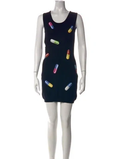 Pre-owned Moschino Virgin Wool Mini Dress In Black