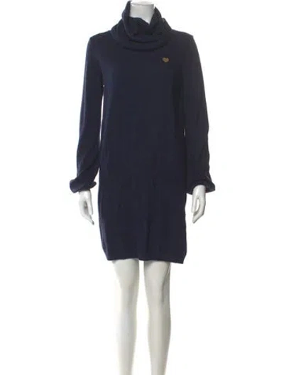 Pre-owned Moschino Virgin Wool Mini Dress In Blue