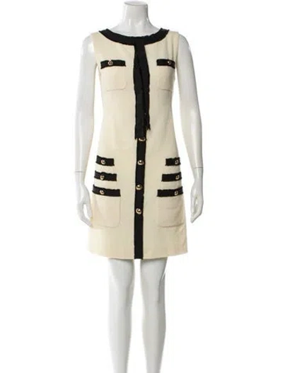 Pre-owned Moschino Virgin Wool Mini Dress In Neutral