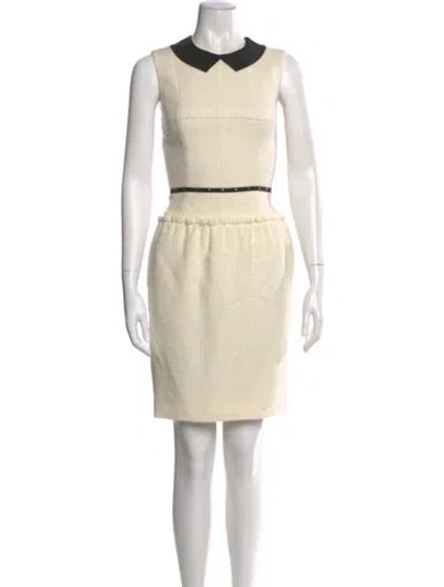 Pre-owned Moschino Virgin Wool Mini Dress In White