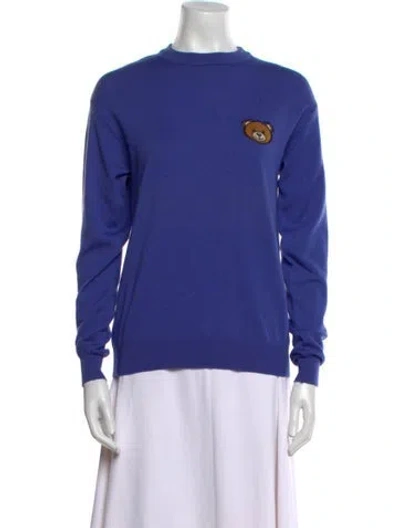 Pre-owned Moschino Virgin Wool Mock Neck Sweater In Blue