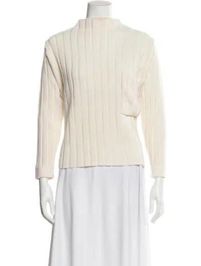 Pre-owned Moschino Virgin Wool Mock Neck Sweater In Neutral