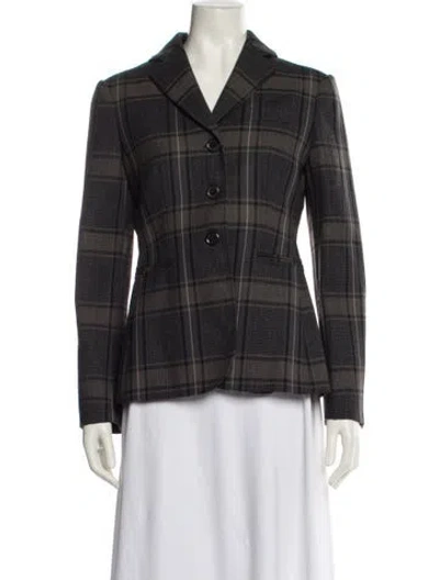 Pre-owned Moschino Virgin Wool Plaid Print Blazer In Multi