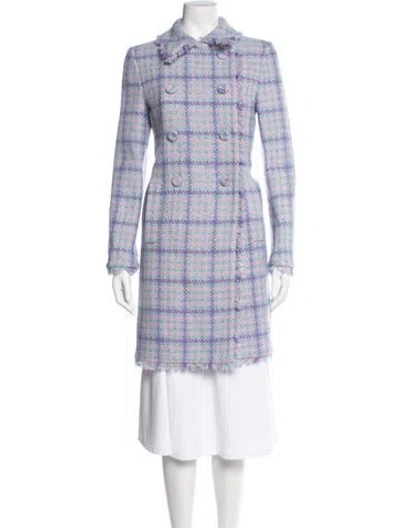 Pre-owned Moschino Virgin Wool Plaid Print Coat W/ Tags In Multi