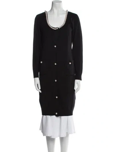 Pre-owned Moschino Virgin Wool Printed Coat In Black