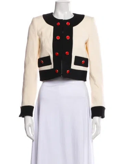 Pre-owned Moschino Virgin Wool Printed Evening Jacket In Neutral