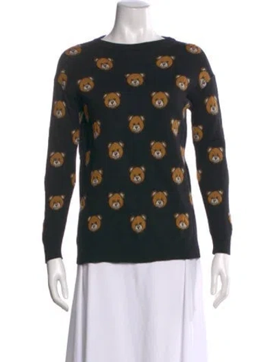 Pre-owned Moschino Virgin Wool Printed Sweater In Black