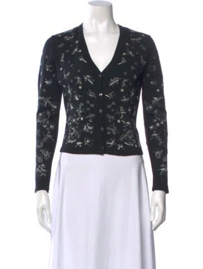 Pre-owned Moschino Virgin Wool Printed Sweater In Black