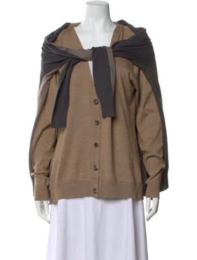 Pre-owned Moschino Virgin Wool Printed Sweater In Brown