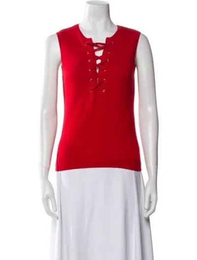 Pre-owned Moschino Virgin Wool Scoop Neck Sweater In Red