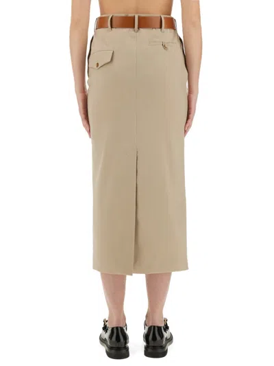 Moschino Virgin Wool Skirt In Beige