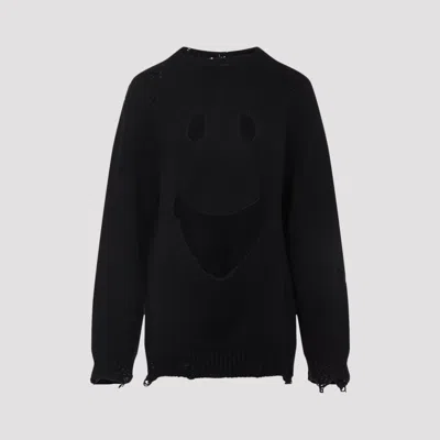 Moschino Virgin Wool Smile Cropped Sweater In Black