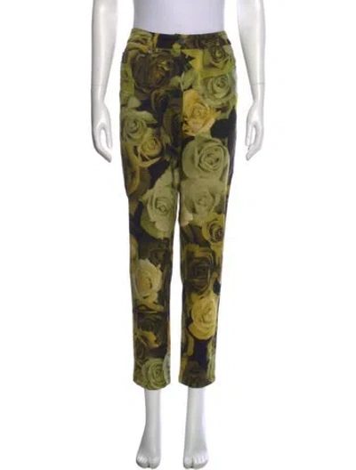 Pre-owned Moschino Virgin Wool Straight Leg Pants In Green