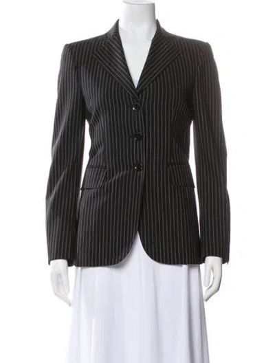 Pre-owned Moschino Virgin Wool Striped Blazer In Black