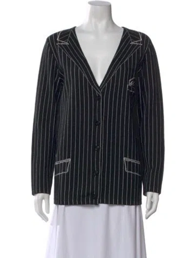 Pre-owned Moschino Virgin Wool Striped Sweater In Black
