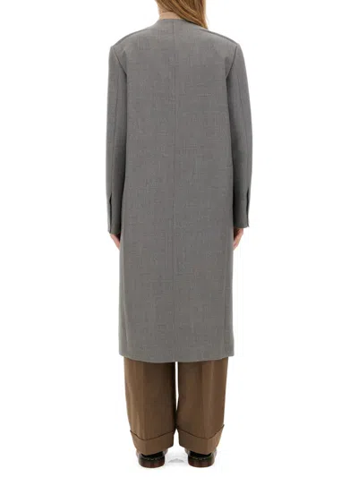Moschino Virgin Wool Trench Coat In Grey