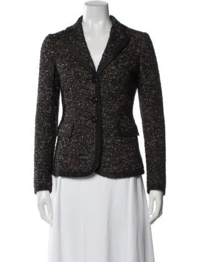 Pre-owned Moschino Virgin Wool Tweed Pattern Blazer In Black