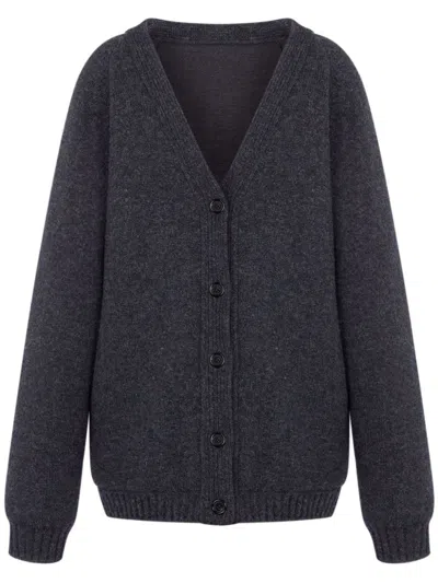 Moschino Virgin Wool V-neck Cardigan In Grey