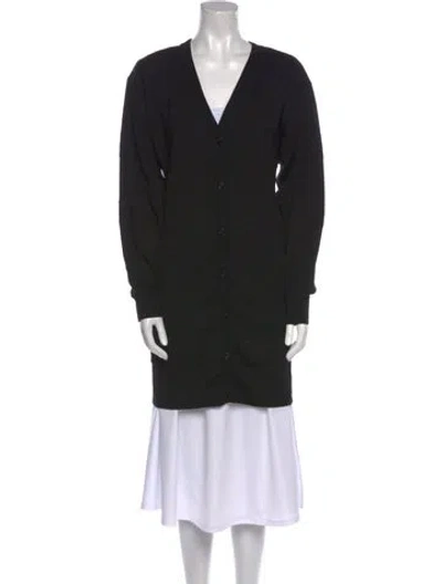 Pre-owned Moschino Virgin Wool V-neck Sweater In Black