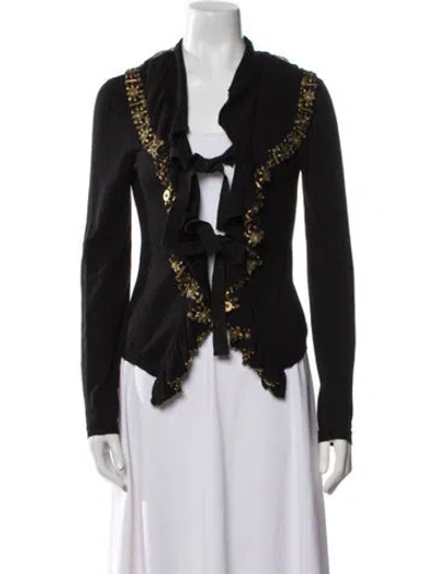 Pre-owned Moschino Virgin Wool V-neck Sweater In Black