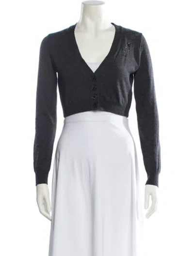 Pre-owned Moschino Virgin Wool V-neck Sweater In Black