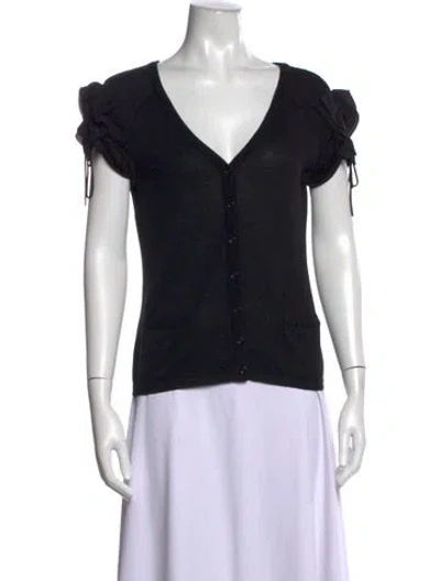 Pre-owned Moschino Virgin Wool V-neck Sweater In Black