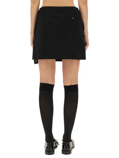 Moschino Virgin Wool Wrap Skirt In Black