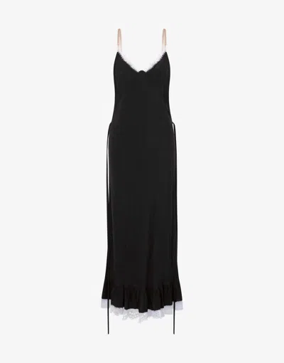 Moschino Viscose And Silk Dress Flower Jacquard In Black
