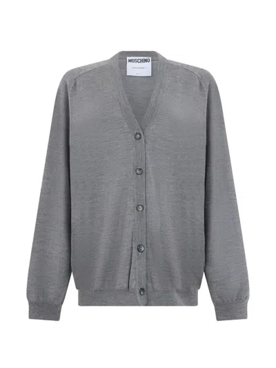 Moschino V-neck Button-up Cardigan In Gray
