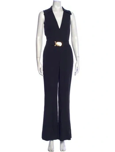 Pre-owned Moschino V-neck Jumpsuit In Blue