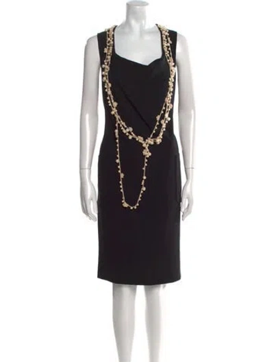 Pre-owned Moschino V-neck Knee-length Dress In Black