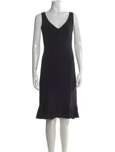 Pre-owned Moschino V-neck Knee-length Dress In Black