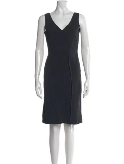 Pre-owned Moschino V-neck Knee-length Dress In Blue