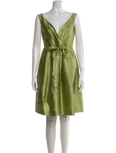 Pre-owned Moschino V-neck Knee-length Dress In Green